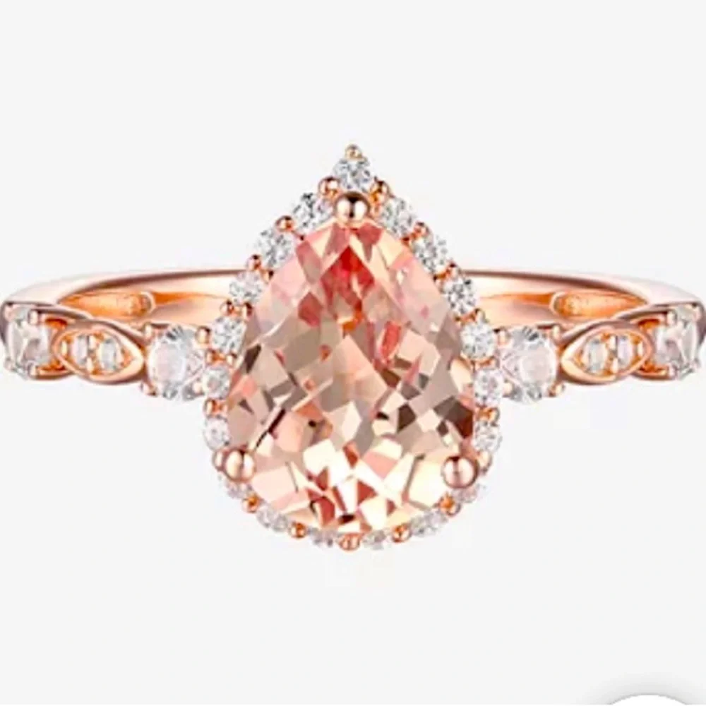 Sapphire 14K Rose Gold Over Sterling Silver Cocktail Ring - Picture 1 of 9